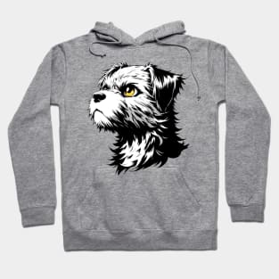 Stunning and Cool Border Terrier Monochrome and Gold Portrait for Father's Day Hoodie